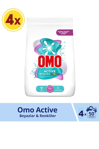 Omo Active Beyazlar ve Renkliler Toz Deterjanı 200 Yıkama 4 x 7500 G