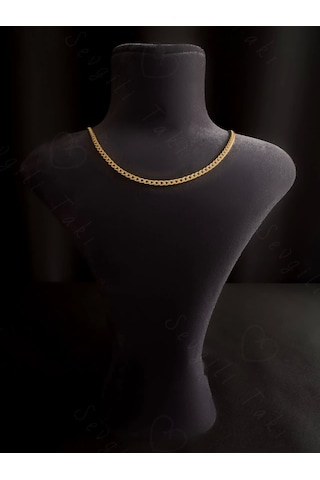 İnce Düz Zincir Gold Choker Çelik Kolye Choker Serisi Altın
