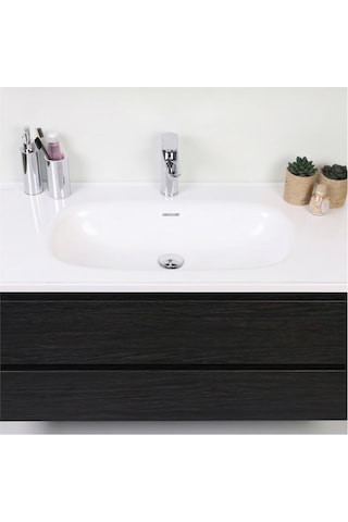 Kobos Lignum 100 Cm Banyo Dolabı Seti Watson Siyah
