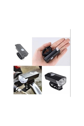 Sarissa Bisiklet Lambası Feneri Şarjlı Ön Far Arka Stop Aydınlatma Seti Gri - Siyah