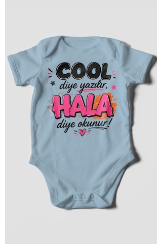Morivokids Cool Diye Yazılır Hala Diye Okunur Kısa Kollu Bebek Body %100 Pamuk Bebe Mavisi