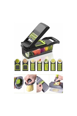 Çok Amaçlı Rende Lüx Küp Rende 13 Parça Hazneli Sebze Doğrayıcı Dicer Dilimleyici Kesici