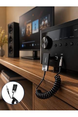 Usb Aux Bluetooth Adaptörü Kablosuz Ses Aktarım Cihazı - Lisinya