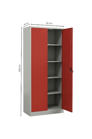 4 Gözlü 5 Bölmeli Dosya Dolabı Kırmızı 92x40x198