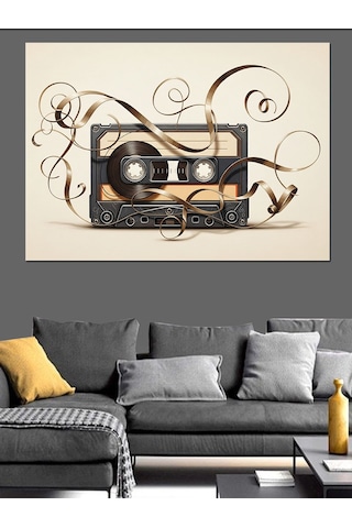 Kaset Çalar Vintage Müzik Dekoratif Kanvas - Mdf Ahşap Tablo