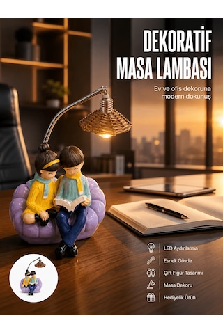 Romantik Çift Temalı Dekoratif Masa Lambası Yumuşak Led Işık Çok Renkli 46738767