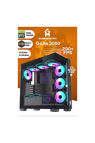 Game Master Qlite-3050 R5-5600 32 GB 512 GB M.2 SSD RTX3050 Free Dos Masaüstü Oyuncu Bilgisayarı