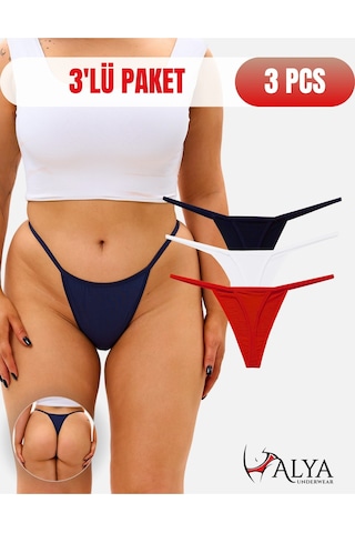 Alya Underwear Kadın Ipli Tanga Külotlar - 5 Li Paket Sarı, Mor, Mint, Somon,mavi 1301p T02