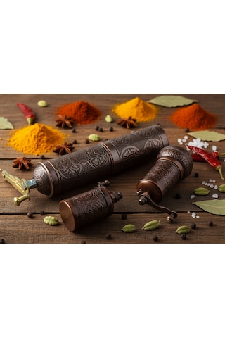 Ludıa Zamak Metal Bakır Renk 3 Lü Set Karabiber,kahve,çörek Otu El Değirmeni Öğütücü Grinder S2 Bakır