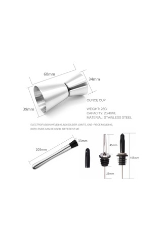 Vkemall 750ml Paslanmaz Çelik Kokteyl Shaker Seti - 7 Parça Profesyonel Araçlar: Bardağı, Kaşık, Buz Kırıcı, Ölçü, Pourer Ve Filtre