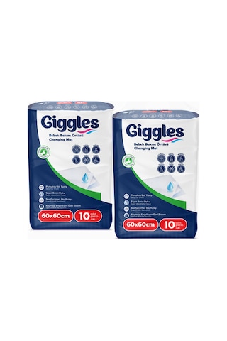 Giggles Bebek Bakım Örtüsü 60x60 Alt Açma Bezi 2 Paket 20 Adet