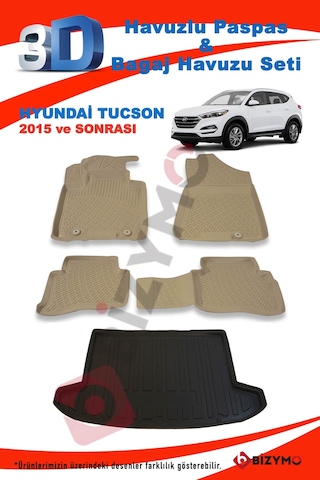 Hyundai Tucson 2015 ve Sonrası Bej Paspas ve Bagaj Havuzu Seti Bej