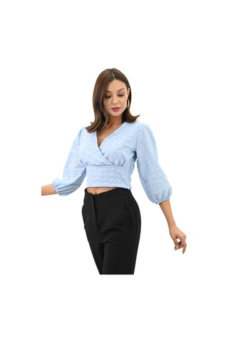 Koza Butik Kadın Balon Kol Detaylı Crop Gömlek 1719-25 001