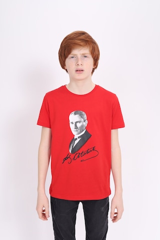 Toontoy Kids Toontoy Unisex Çocuk Atatürk Baskılı Tişört Kırmızı