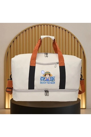 Sandwich Motion003 Bej Luffy Tasarımı Spor Çantası - Unisex, Her Mevsim Kullanım İçin Bej