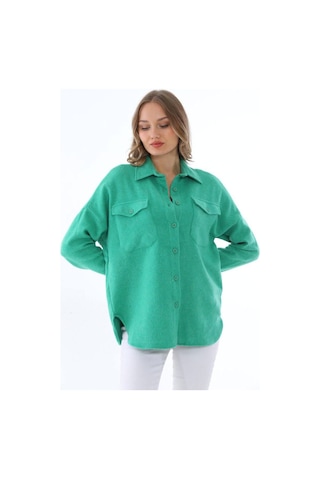 Polologin Butik Gömlek Ve Ceket Arası Tarzı Yansıtan Yeşil Oversize Flanel Kışlık Oduncu Gömlek Yeşil