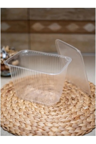 Ecopakplast Kapaklı Tek Kullanımlık Plastik Kaplar 2000 Ml 50 Adet 126040424 Beyaz Kum