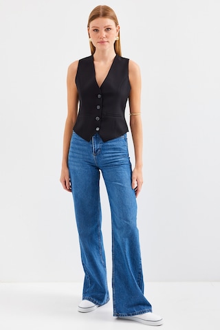 6796 Kısa Dokuma Yelek - Siyah