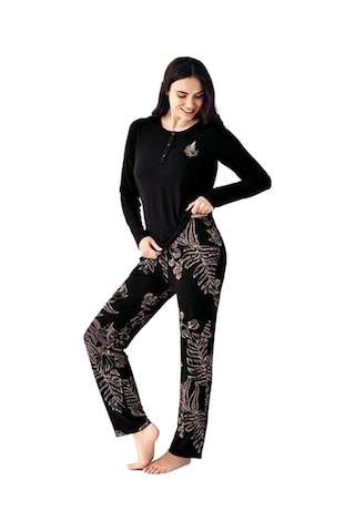 Arnetta Modal Pamuk Büyük Beden Bayan Pijama Takım Siyah