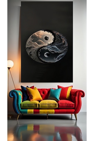 Ying Yang İyilik Ve Kötülük V1 Ev Duvar Salon Güzellik Salonu Ofis Dükkan Dekarasyon Kanvas Tablo