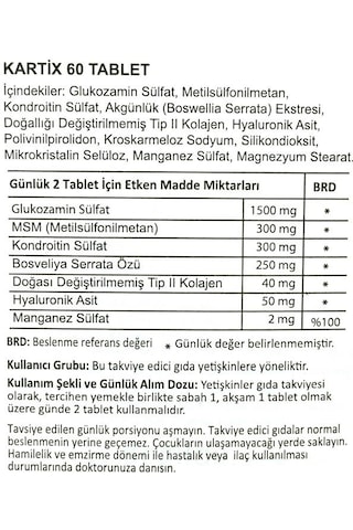 Kartix Glucosamine Chondroitin Msm 60 Tablet