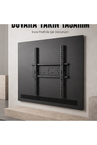 Sabit Televizyon Askı Aparatı 50"-95" İnce Profil Sağlam Metal Tv Duvar Braketi