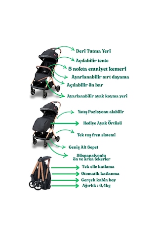 Cabin Kabin Boy Bebek Arabası / Tek Elle Otomatik Katlanır