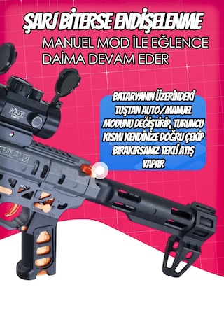 Mk6 Su Topu Atan Oyuncak Tüfek Gel Blaster 71 Cm Büyük Boy Hem Otomatik Hem Manuel Bej