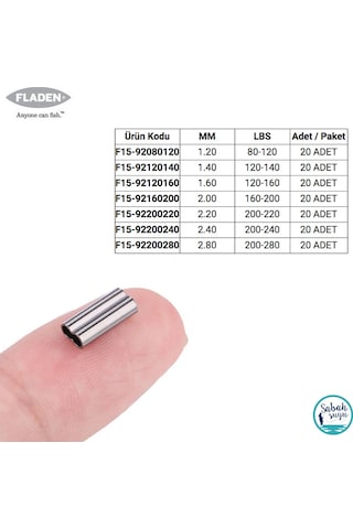 Fladen Çiftli Tel Sıkıştırma Burç 2.0mm 180-200lbs (20 Adet)