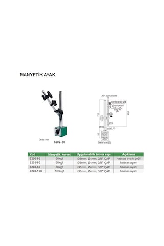 Insıze 6202-80 Manyetik Ayak