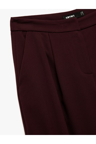Koton Cepli Düz Geniş Paça Palazzo Kumaş Pantolon Bordo 6wak40168pw Bordo
