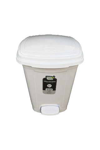 Polytime 12 Litre Beyaz Basmalı Pedallı Çöp Kutusu Kovası / Çıkar Beyaz