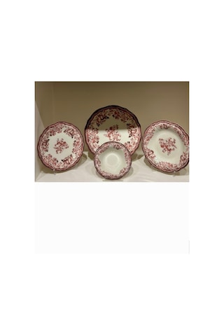 Porser Porselen Fulya Velour Maroon Yemek Takımı 6 Kişilik 24 Parça Çok Renkli