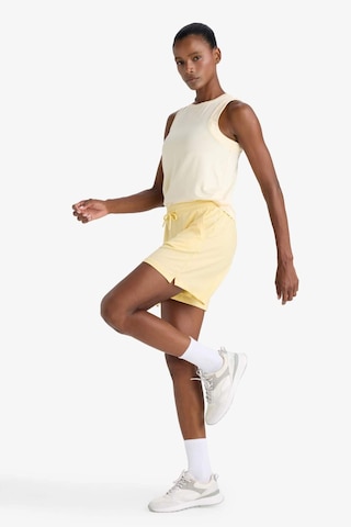 Defacto Defactofit Standart Fit Sporcu Kısa Paça Ribana Şort F6898ax25smyl252 Sari