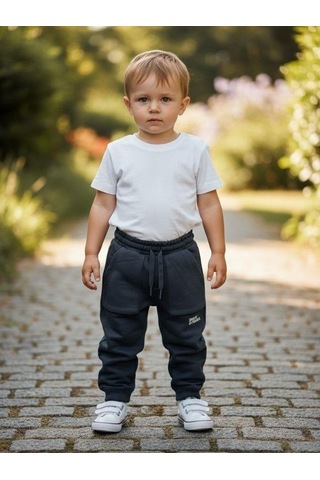 Zekids Erkek Çocuk Cepli Jogger Eşofman Alt-16386 İndigo