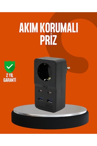 Hnrlıshp Akım Korumalı Priz 4 Usb Type C Destekli Yüksek Isı Dayanımlı