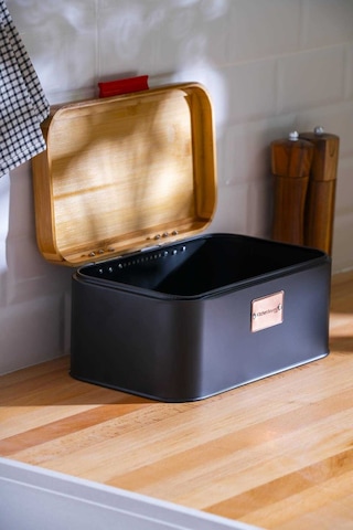 Acar Sirius Bambu Kapaklı Ekmek Saklama Kutusu - 30 Cm. Siyah