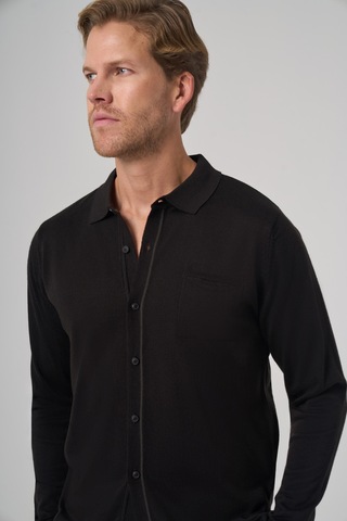 Erkek Siyah Trend Polo Yaka Gömlek Triko 26kc017005001 Siyah Siyah