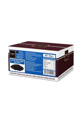Callei Chocolate Bitter Damla Çikolata 3 Kg Pasta, Kurabiye Ve Profesyonel Tatlı Tarifleri İçin Yoğun Bitter Çikolata