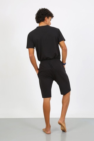 Akbeniz Erkek Pamuk Lakost Alt Üst Kaprili Pijama Takım Siyah 6872 Siyah