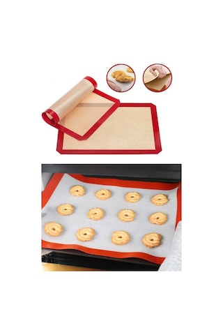 Silpat Silikon Yanmaz Yapışmaz Pişirme Matı 40 x 30 Kırmızı