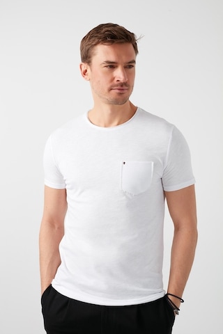 Buratti % 100 Pamuklu Slim Fit Bisiklet Yaka Cepli Erkek T Shirt 5902000 Beyaz