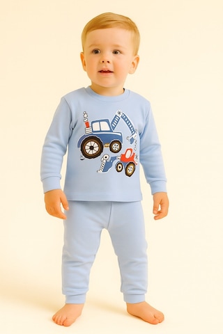 Aden Kids Çocuk Mevsimlik Penye Pijama Takımı Bebek Mavi
