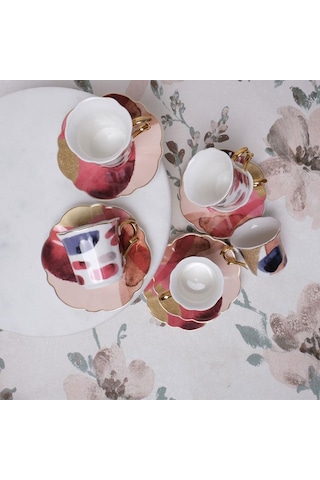 Aura Puantiyeli Türk Kahvesi Fincanı Takımı Çok Renkli