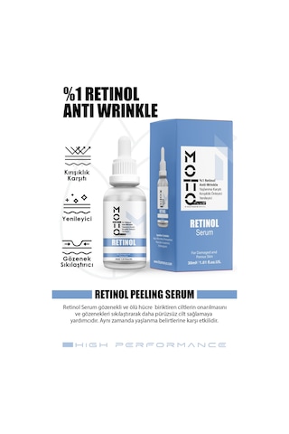 Motto Plus Professional %1 Retinol Kırışıklık Önleyici -gözenek Sıkılaştırıcı Üst Düzey Yenileyici Peeling Bakım Serumu 30ml