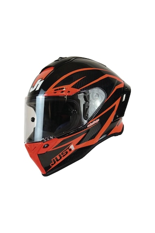 Just1 J-gpr Cyber Red Carbon Kapalı Motosiklet Kaskı Siyah Kırmızı