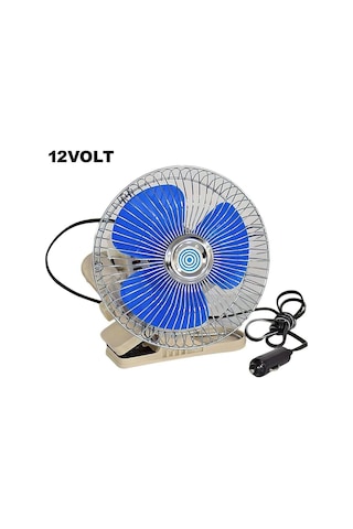 Oto Vantilatör Çap 18 Cm Mandallı Döner Başlıklı 12v Araç Içi Fan