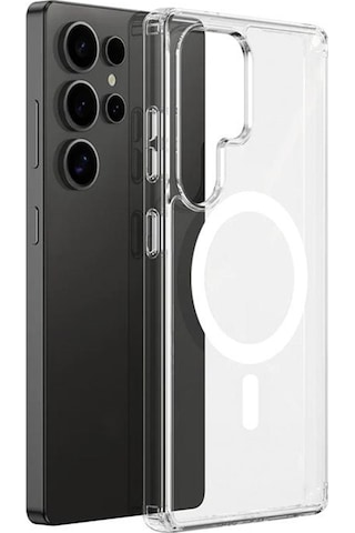 Adige Samsung Galaxy Uyumlu S23 Ultra Kılıf Sert Mika Magsafe Kablosuz Şarj Özellikli Sararma Yapmaz