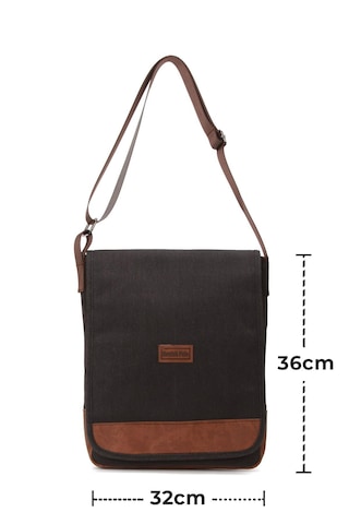 Newish Polo Kanvas Kumaş Kolej Erkek Postacı Çanta new262 Siyah