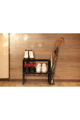 Aju Metal Ayakkabılık Ve Şemsiye Standı Modern Giriş Düzeni İçin Şık Depolama Bot Çizme Rafı Siyah